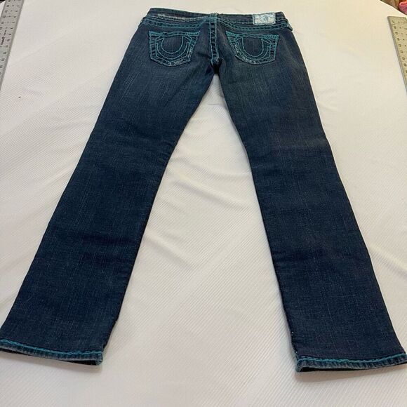 True Religion Joey Super T Denim Blue Stitch Jeans Size 26 Rare - Picture 9 of 11